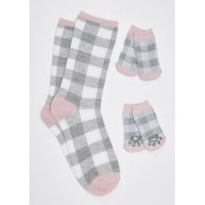 Gray Buffalo Print Matching Pet Sock Set